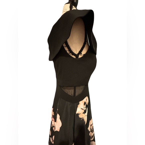 Y2K Vintage Xscape size 10 petite black formal dress pink flowers summer spring - Picture 6 of 6